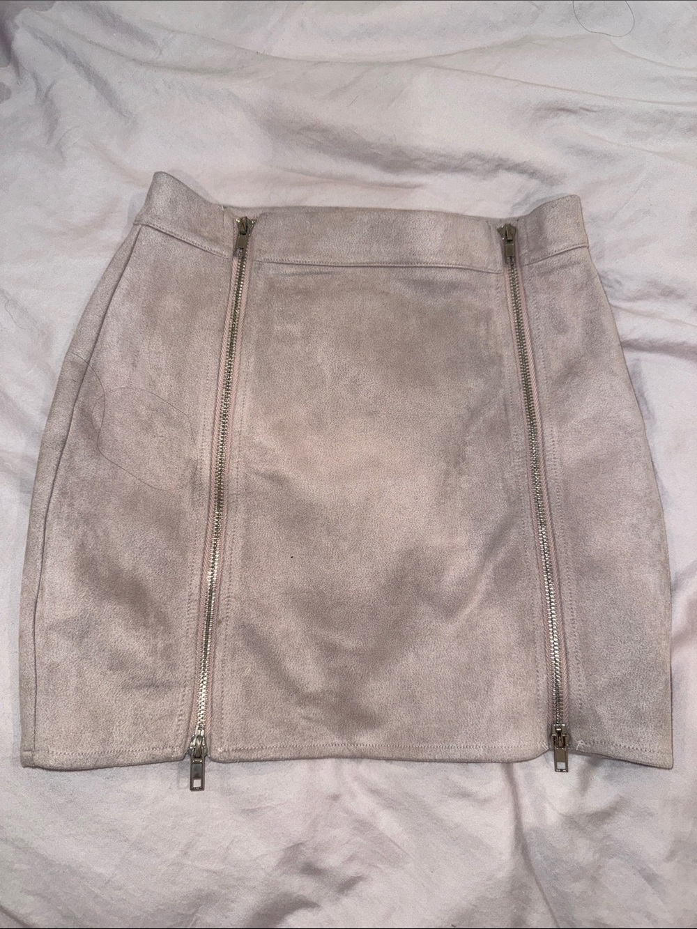 Light Pink/Purple Suede Mini Skirt